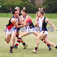 26-4-14. AJAX lost to Old Haileybuty by 27 points at Princes Park, Caulfield. Photo: Peter Haskin 26-4-14. AJAX lost to Old Haileybuty by 27 points at Princes Park, Caulfield. Photo: Peter Haskin