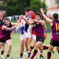 26-4-14. AJAX lost to Old Haileybuty by 27 points at Princes Park, Caulfield. Photo: Peter Haskin 26-4-14. AJAX lost to Old Haileybuty by 27 points at Princes Park, Caulfield. Photo: Peter Haskin