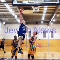 1-6-14. Basketball. Maccabi Warriors lost to Mornington Breakers. 43-61. Benji Tamir taking off for a lay up. Photo: Peter Haskin