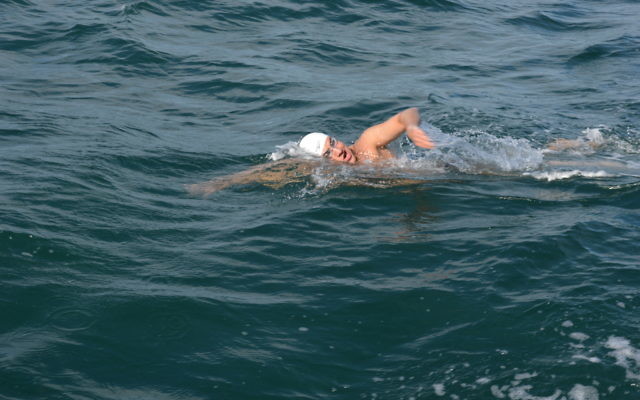 Greg Shein during the 34km English Channel swim.
