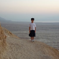 Hillel Mordecai, 7, during his first climb to the top of Masada, Israel, in September 2014.