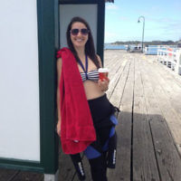 Rochelle Ben-Simon relaxing after swimming with the dolphins in Mornington (Victoria).