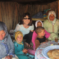 Jessie Hartman meets a local family in Morocco.