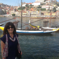 Jessie Hartman on holiday on the Douro River in Portugal.