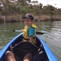 Aaron Rabin enjoys canoeing on the river at Anglesea.