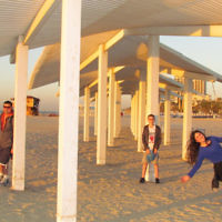 Braham, Ashley and Amanda Morris at Herzliya beach in Israel.