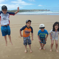 Miriam Abenaim entered this photo of family members Jumping for joy at Cape Woolamai Beach.
