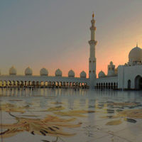 Nadav Greenberger entered this sunset photo taken while touring the Sheikh Zayed Grand Mosque in Abu Dhabi, UAE.