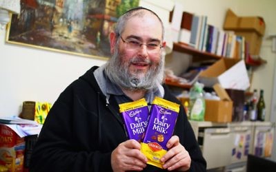 26-5-15. Yankel Wajsbort, General Manager Kosher Australia holding the new  kosher Cadbury Vegemite chocolate. Photo: Peter Haskin