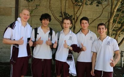 Emanuel School students were all smiles before their first HSC exam on Monday.