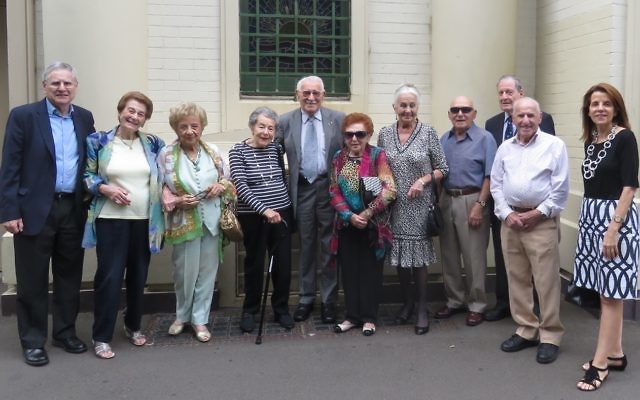 SJM CEO Norman Seligman (left) with the Holocaust survivor guides and Rony Bognar (right).