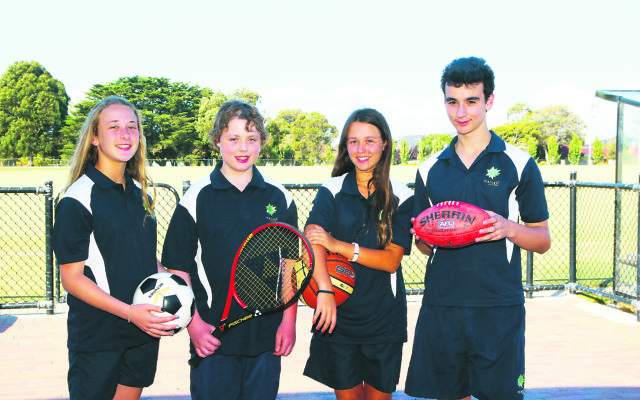 Maccabi Victoria competitors, from left, Lexi Levy, Charlie Fox, Chloe Gus and Jeremy Ziven will join more than 400 people at the Maccabi Australia Junior Carnival in Sydney next week.	Photo: Peter Haskin