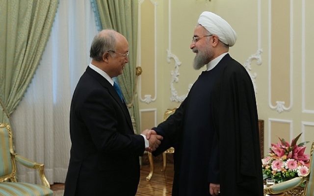 Iranian President Hassan Rouhani (right) with the director general of the International Atomic Energy Agency, Yukiya Amano. Photo: Website of the President of Iran
