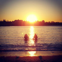 Dovi Broner entered this photo of scuba divers at Manly beach, Sydney at sunset.