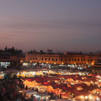 Sue Kupferman entered this sunset photo taken at the  Jemaa El Fnaa markets, Marrakech, Morocco.