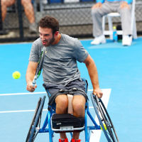 27-1-16. Australian Open 2016. Adam Kellerman v Gustavo Fernandez. Mens Wheel chair. Photo: Peter Haskin