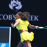 18-1-16. Australian Open 2016. Womens singles round 1. Serena Williams def Camila Giorgi 6-4 7-5. Photo: Peter Haskin