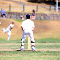 6-3-16. Maccabi Cricket Second XI batting during their semi final win over South Yarra at Como Park.  Photo: Peter Haskin