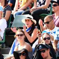 23-1-16. Australian Open 2016. Dudi Sela fans. Israeli flags. photo: peter haskin
