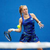 14-1-16. Australian Open Womens Qualifying round 1. Julia Glushko def Eri Hozumi 6-1 6-3. Photo: Peter Haskin