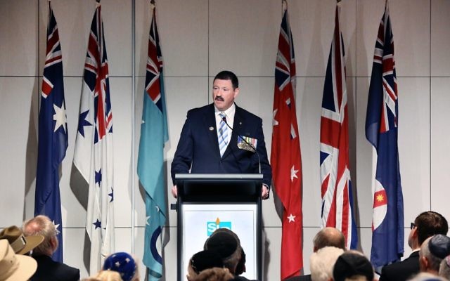 Mike Kelly addressing NAJEX’s ANZAC commemoration event. Photo: Noel Kessel