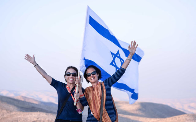 Tonia Price (left) and Karen Isman overlooking the Jordanian Desert during the recent Orah trip to Israel.