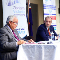 22-6-16. AJN/Zionism Victoria Federal election 2016 debate. Michael Danby (Labor), Owen Guest (Liberal). Photo: Peter Haskin
