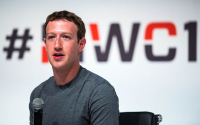 Founder and CEO of Facebook Mark Zuckerberg speaking Mobile World Congress 2015 at the Fira Gran Via complex in Barcelona, Spain.
