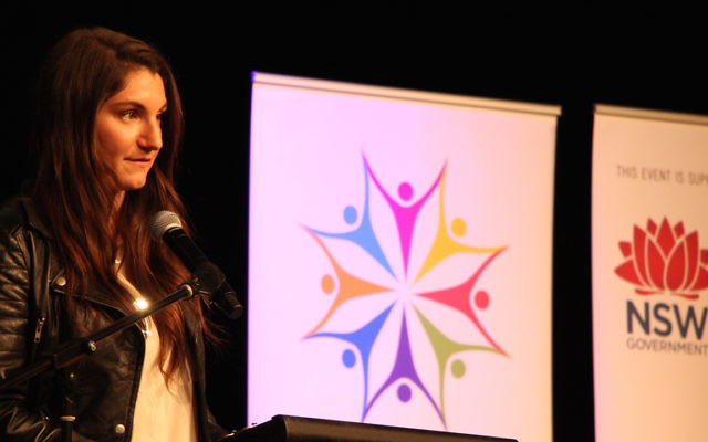 Jewish representative Ashleigh Werner speaking at the 2016 Youth PoWR interfaith conference.
Photo: Shane Desiatnik