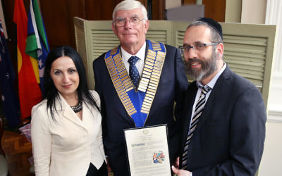 From left: Fatima Ali, Alex Shaw and Rabbi Zalman Kastel. Photo: Noel Kessel.