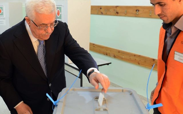Palestinian Authority President Mahmoud Abbas casting his vote in the municipal elections in Ramallah, in October 2012.. Photo: EPA/THAER GANAIM