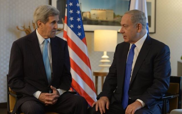 US Secretary of State John Kerry with Benjamin Netanyahu last year.