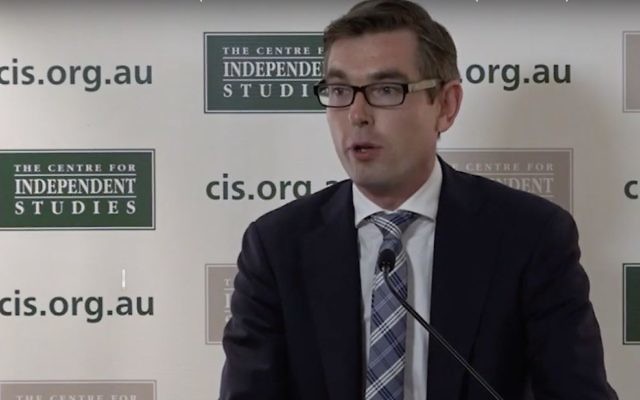 NSW Finance Minister Dominic Perrottet speaking at the Centre for Independent Studies' Leaders Lunch. Photo: YouTube screenshot