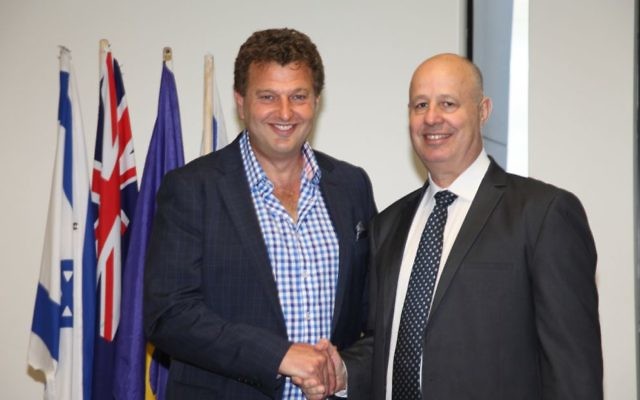 Friends of Likud Australia president Alex Goodman (left) with Tzachi Hanegbi MK in Melbourne on November 24.