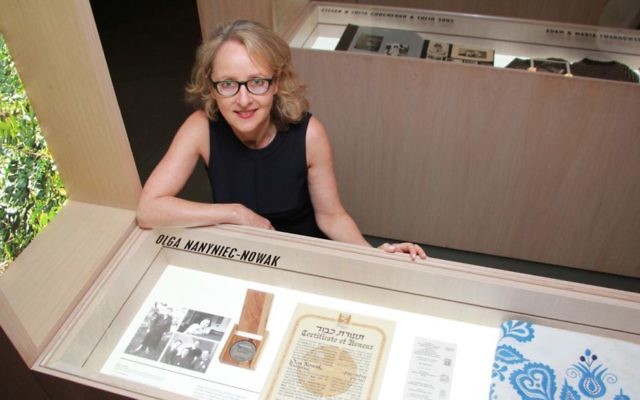 Sydney Jewish Museum curator Roslyn Sugarman at the display about Righteous Among the Nations member Olga Nanyniec-Nowak, at the new exhibition: I Am My Brother's Keeper. Photo: Shane Desiatnik