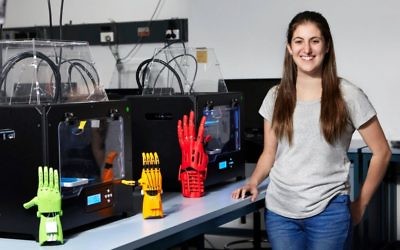 Gabi Newman is developing prosthetic hands using 3D printing technologies.