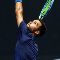 11-1-17. American Noah Rubin overcame a bit of a shakey start to defeat Germany’s Cedrik-Marcel Stebe in three sets, 5-7 6-4 6-4 and advance to the next round of qualifying for the main draw of the Australian Open. Photo: peter Haskin