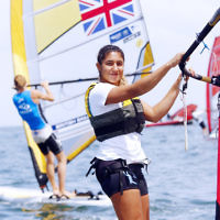 6-12-16. Sailing World Cup Final, Melbourne 2016. Women RS-X (wind surfing). Israeli Noy Drihan. Photo: Peter Haskin