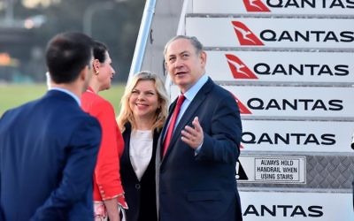 Sara and Benjamin Netanyahu arriving in Sydney in 2017. Photo: Noel Kessel