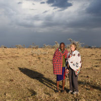 Deborah Wiener entered this photo taken with a Masai warrior in Kenya.