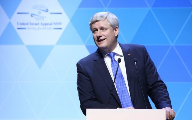 Stephen Harper speaking at the UIA Australia campaign gala event on February 27. Photo: Giselle Haber