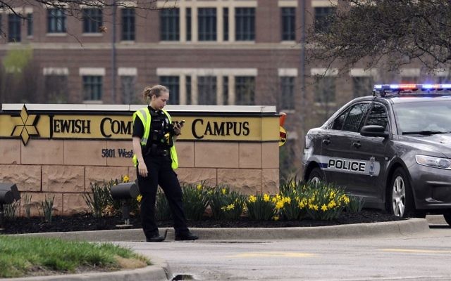 Police at the Jewish Community Center of Greater Kansas City in Overland Park, Kansas. Photo: REUTERS