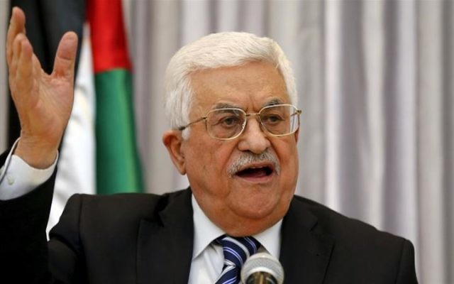 Palestinian President Mahmoud Abbas gestures as he delivers a speech in the West Bank city of Bethlehem.
