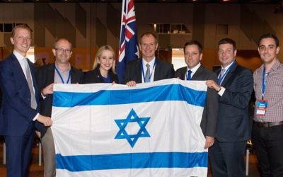 From left: Senator James Paterson, Jamie Hyams, Kate Ashmor, David Southwick, Victorian Liberal Leader Matthew Guy, MP Tim Smith and Caulfield electorate conference chair Daniel Weil.