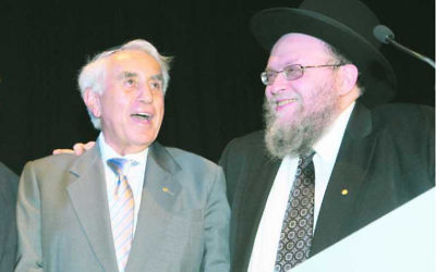 Harry Triguboff and Rabbi Pinchus Feldman in happier times.