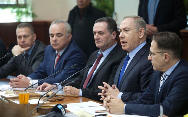 Israeli Prime Minister Benjamin Netanyahu chairs the weekly cabinet meeting in Jerusalem. Photo: DAN BALILTY/AFP/Getty Images