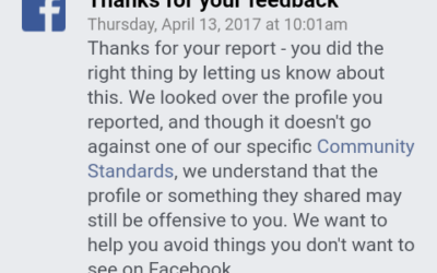 A screenshot of the standard reply Facebook sent to the Jewish teenager after she complained of highly abusive, anti-Semitic posts.