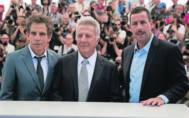 Stars of 'The Meyerowitz Stories' Ben Stiller, Dustin Hoffman and Adam Sandler in Cannes.