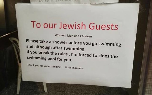 The sign at the hotel in Switzerland put up by manager Ruth Thomas, who has since apologised.