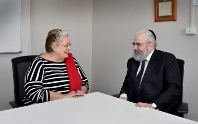 Former Waverley mayor Sally Betts with Rabbi Yehoram Ulman. 
Photo: Noel Kessel